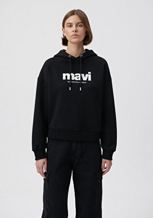 Mavi Logo Baskılı Siyah Sweatshirt 168334-900