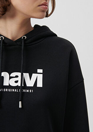 Mavi Logo Baskılı Siyah Sweatshirt 168334-900