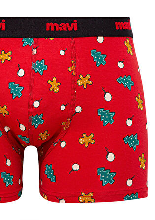 Mavi Yılbaşı Temalı Kırmızı Boxer 092252-32421