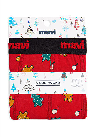 Mavi Yılbaşı Temalı Kırmızı Boxer 092252-32421