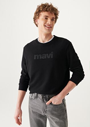 Mavi Logo Baskılı Siyah Sweatshirt 066303-900