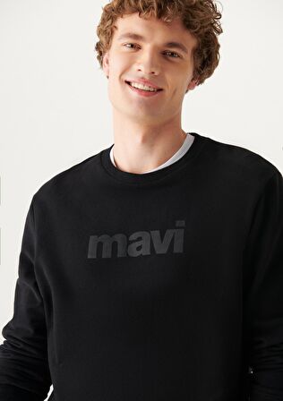 Mavi Logo Baskılı Siyah Sweatshirt 066303-900