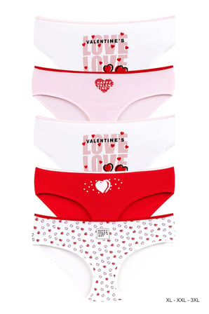 DOMİNANT Kadın Çamaşır Pamuklu Renkli KONSEPT BASKILI BATU  Külot 5'li Paket (XL-XXL-3XL)