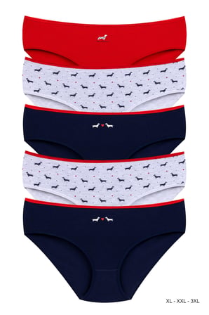 DOMİNANT Kadın Çamaşır Pamuklu Renkli KONSEPT BASKILI BATU  Külot 5'li Paket (XL-XXL-3XL)