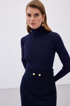 Sateen Kadın Tam Balıkçı Triko Kazak 106-1356