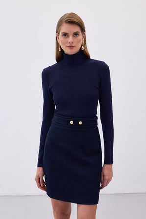 Sateen Kadın Tam Balıkçı Triko Kazak 106-1356