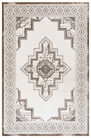 Amasra Kahverengi Bej Halı Yumuşak Oturma Odası Salon Çocuk Odası Mutfak Halısı P1144