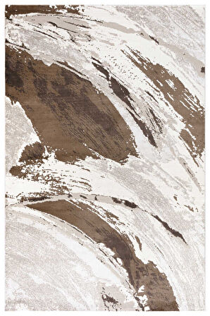 Bafra Beyaz Kahverengi Halı Yumuşak Oturma Odası Salon Çocuk Odası Mutfak Halısı P1197