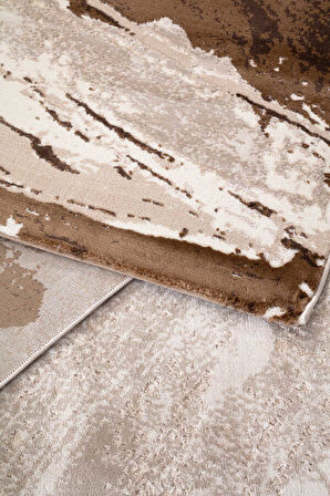 Bafra Beyaz Kahverengi Halı Yumuşak Oturma Odası Salon Çocuk Odası Mutfak Halısı P1197