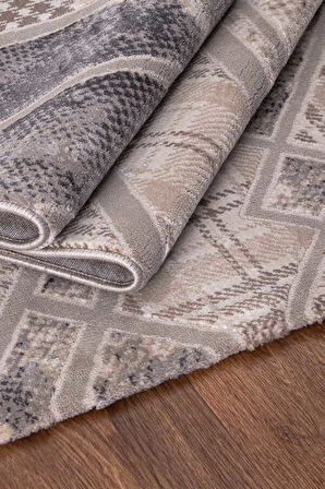 Wilto Bej Gri Halı Yumuşak Oturma Odası Salon Çocuk Odası Mutfak Halısı P1149