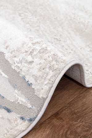 Bafra Mavi Beyaz Halı Yumuşak Oturma Odası Salon Çocuk Odası Mutfak Halısı P1197