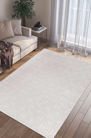 Elmina Gri Açık Beyaz Halı Yumuşak Oturma Odası Salon Çocuk Odası Mutfak Halısı F0332
