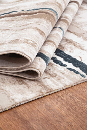 Lynosse Bej Halı Yumuşak Oturma Odası Salon Çocuk Odası Mutfak Halısı P0561