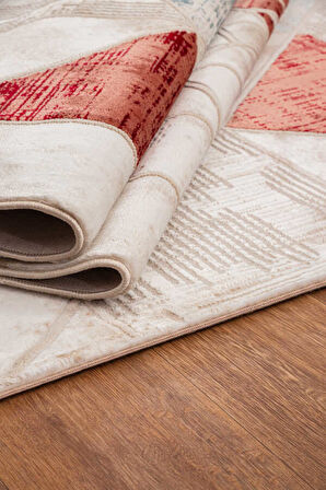 Lynosse Mercan Halı Yumuşak Oturma Odası Salon Çocuk Odası Mutfak Halısı P563B