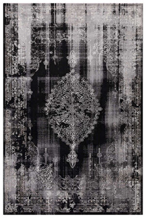 Lynosse Siyah Halı Yumuşak Oturma Odası Salon Çocuk Odası Mutfak Halısı P0307