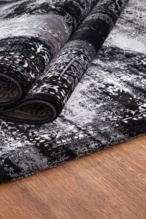 Lynosse Siyah Halı Yumuşak Oturma Odası Salon Çocuk Odası Mutfak Halısı P0307