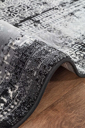 Lynosse Siyah Halı Yumuşak Oturma Odası Salon Çocuk Odası Mutfak Halısı P0307