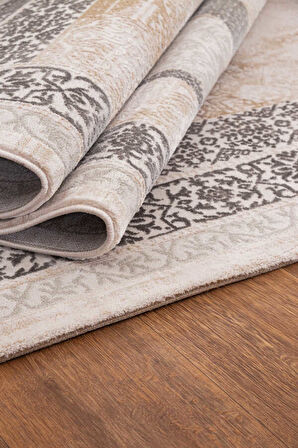 Lynosse Krem Halı Yumuşak Oturma Odası Salon Çocuk Odası Mutfak Halısı P1163