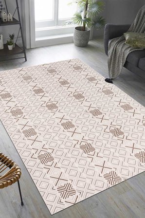 Troya Vizon Beyaz Halı Yumuşak Oturma Odası Salon Çocuk Odası Mutfak Halısı J0090