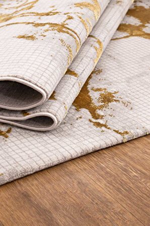 Wilto Beyaz Sarı Halı Yumuşak Oturma Odası Salon Çocuk Odası Mutfak Halısı PF229