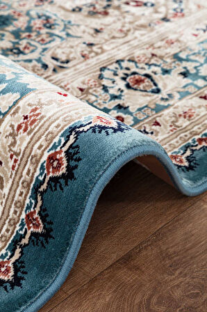 Amasra Mavi Halı Yumuşak Oturma Odası Salon Çocuk Odası Mutfak Halısı P256D