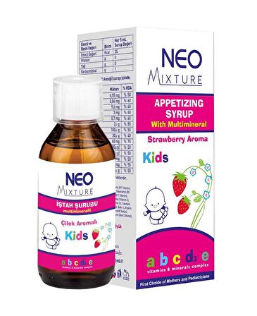 NEO MIXTURE İŞTAH ŞURUBU 150 ML multimineralli ve A, B, C, D3 multivitaminli