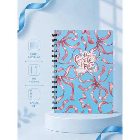 Zümrüt Kırtasiye A5 Kareli Defter Ajanda 192 Yaprak Spiralli Çok Renkli
