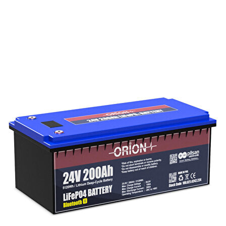 ORION AKÜ LIFEPO4 24200B 24V 200AH BLUETOOTH EKRANLI