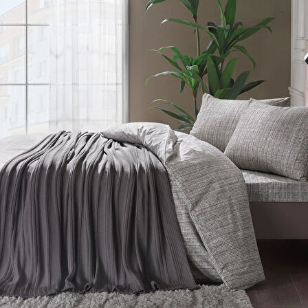 TAÇ TRİKO BATTANİYELİ NEVRESİM TAKIMI ÇİFT KİŞİLİK GRİ