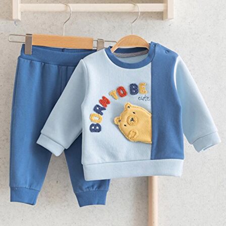 Miomini Ayı Baskılı 2'li Erkek Bebek Takım 5279