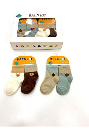 4 ÇİFT PAMUKLU NEW BORN YENİDOĞAN ANTİBACTERİAL UNISEX BEBEK ÇORAP