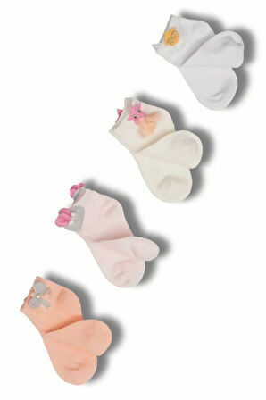 2 Çift Kız Çocuk Pembe Aksesuar Detaylı Soket Çorap