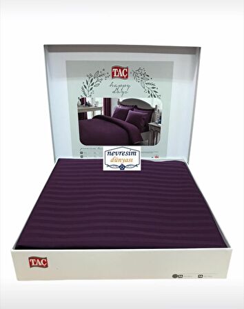 Taç Premium Basic Stripe Çizgili Pamuk Çift Kişilik Nevresim Takımı