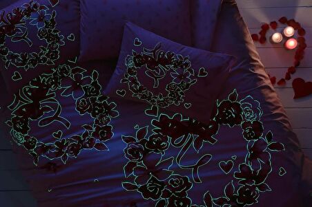 Taç Glow Roses Lastikli Çarşaflı Çiçekli Pamuk Çift Kişilik Nevresim Takımı