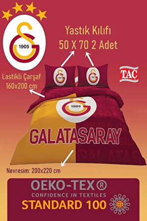 TAÇ GALATASARAY PARÇALI LOGO ÇİFT KİŞİLİK NEVRESİM TAKIMI LİSANSLI