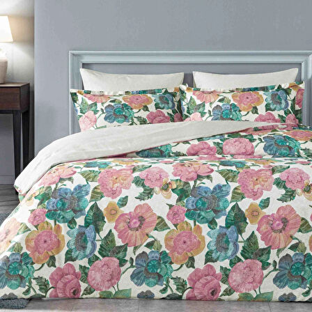 Linens Pistacho Pamuk Saten Çift Kişilik Nevresim Takımı Pembe