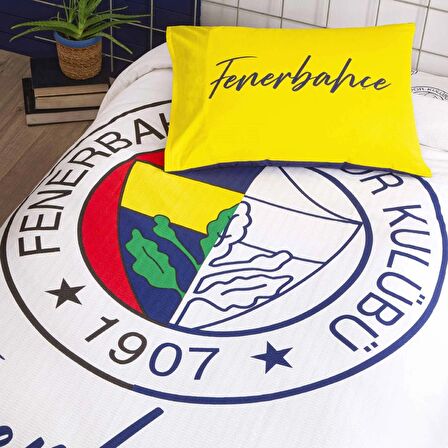 Taç Lisanslı Fenerbahçe Yarım Logo Tek Kişilik Pamuk Pike Takımı