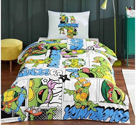 TAÇ LİSANSLI TURTLES TEK KİŞİLİK NEVRESİM TAKIMI