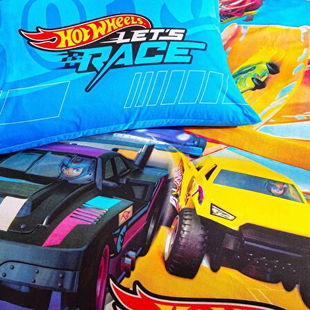 Taç Lisanslı Hot Wheels Let' s Race Tek Kişilik Pamuk Nevresim Takımı