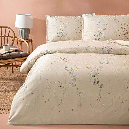 Linens Allday Owen Pamuk Saten Nevresim Takımı Çift Kişilik Bej