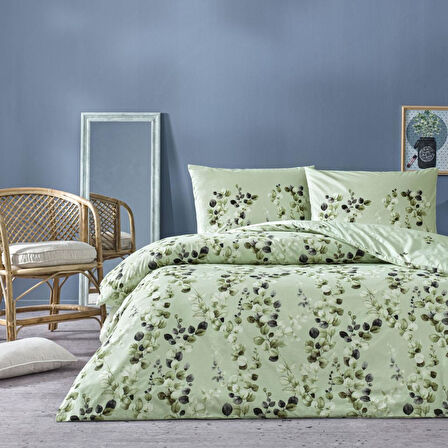 Taç Çift Kişilik Ranforce Nevresim Takımı Leif Yeşil