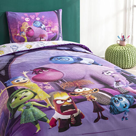 Taç Lisanslı Disney Inside Out 2 Tek Kişilik Pamuk Nevresim Takımı