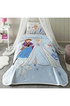 Taç Ranforce Tek Kişilik Lisanlı Pike Takımı Frozen Family