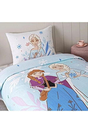 Taç Ranforce Tek Kişilik Lisanlı Pike Takımı Frozen Family