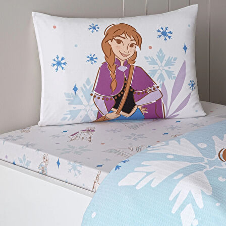 Taç Lisanslı Disney Frozen Family Tek Kişilik Pamuk Pike Takımı