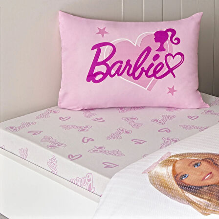 Taç Lisanslı Barbie Light Tek Kişilik Pamuk Pike Takımı