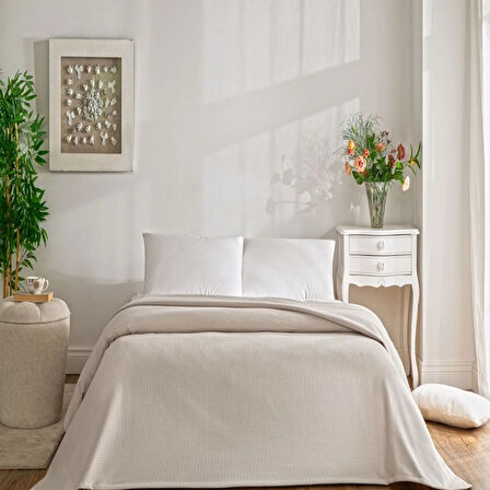 Linens Monty Pamuk Çift Kişilik Pike Beyaz