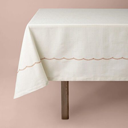Linens Morby 150x250 cm Masa Örtüsü Naturel Kiremit