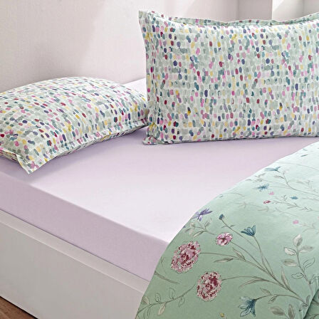 TAÇ SEÇ&SER ÇİFT TARAFI DESENLİ ÇİFT KİŞİLİK NEVRESİM TAKIMI PEPPLE MİNT