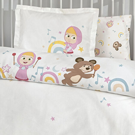 Taç Lisanslı Masha & The Bear Music Baby Pamuk Bebek Nevresim Takımı